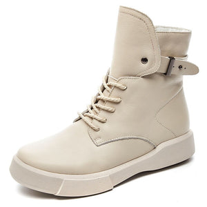 Leather Martin Boots White